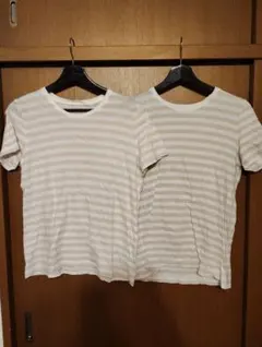 無印良品ボーダーTシャツ2枚組セット柄半袖Tシャツ Lサイズ コットン100%