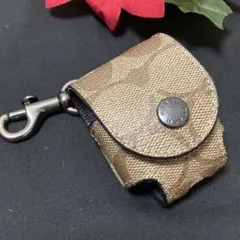【美品】COACH イヤホンケース ブラウン キャンバス　PVC