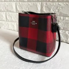 未使用 COACH ミニタウン バケットバッグ チェック ショルダーバッグ 美品のサムネイル