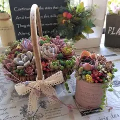 あい様専用♡そのまま飾れる寄せ植え＊2点セット&アンティーク陶器鉢