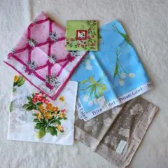 【新品】Christian Dior 等　花柄　レディースハンカチ 5枚セット