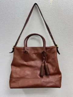 19.COACH コーチ レガシーレザー2wayバッグブラウンタッセルチャーム