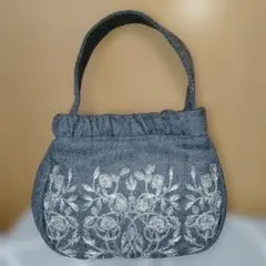 ANNA SUI ❁アナスイ　刺繍ミニトートバッグ 　グレー　ウール生地