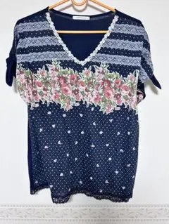 axes femme 花柄 ドット柄 レース カットソー　Mのサムネイル