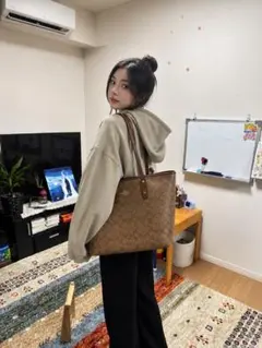 COACH コーチ トートバッグ シグネチャー ブラウン