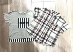 キッズ 半袖Tシャツ チェックシャツ 2枚セット