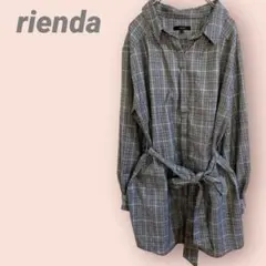 rienda長袖シャツ　ワンピース　グレンチェック　ベルト付き　レディース/Fのサムネイル
