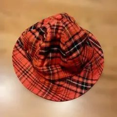 ビームス　BEAMS チェック柄 バケットハット オレンジ系　未使用