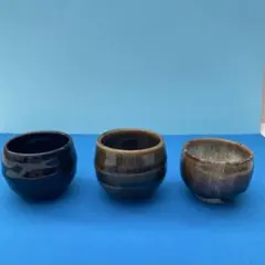 陶器 ぐい呑み 3客セット 釉薬