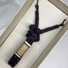 021903 男物 正絹 羽織紐 茶系 手組み S管金具付き 和装小物