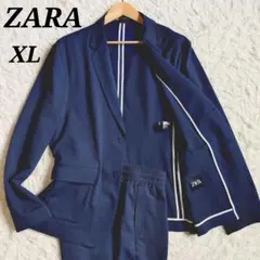 [極美品]ZARA　シアサッカー　セットアップ　スーツ　ネイビー
