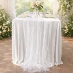 パールチュール テーブルクロス ウェディング 結婚式 前撮り 装飾 ホワイト