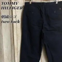 725 トミーヒルフィガーチノパンツータックワイド刺繍ロゴアメリカUSA古着