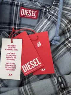diesel フード付きチェックシャツ