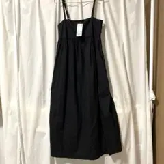 UNIQLO リネンブレンド ギャザーキャミソールワンピース ブラック M