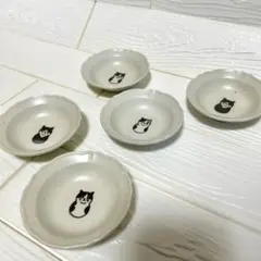 美濃焼SHICHITAシチタ猫ハチワレ10cmレリーフ豆皿 5枚セット【値げ中】