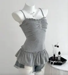 SHEIN Elamini カジュアル ラッフルトリム キャミソール XS