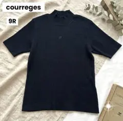 クレージュ ヴィンテージ 胸元刺繍 センターロゴ リブニット 半袖 9R 紺のサムネイル