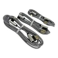 iPhone 充電ケーブル3本セットL字型 2m ナイロン編み 急速充電 グレー