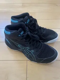 ASICS DUNKSHOT ブラック/ブルー 23.5 ミニバスシューズ