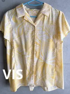 ★ほぼ新品★vis★リーフプリント フリル袖 シャツ★のサムネイル