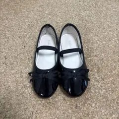 黒のリボン付きバレエシューズ　20cm