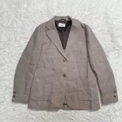 美品　ユニクロ×イネス　ウール　テーラードジャケット　ヘリンボーン　ブラウン　M