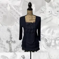 y2k 00s❤︎レイヤード 重ね着風 ウィッシュコア ドット ロンt