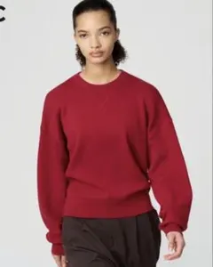 UNIQLO C スムースコットンクルーネックセーター　赤　Lサイズ