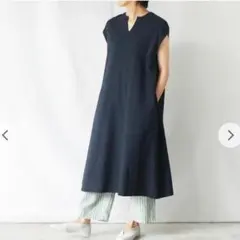 高島ちぢみのワイドワンピース 青 - メルカリ
