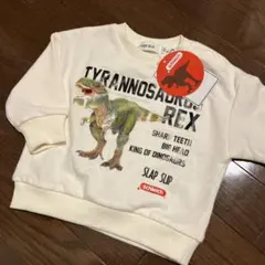 【新品】シュライヒ×SLAPSLIPコラボ 恐竜ロゴプリントトレーナー 80