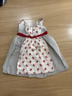 JANIE and JACK ストライプ柄 ワンピース 花柄刺繍 レッドリボン