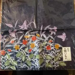 【新品・未使用】藍染 大判ハンカチ 綿100% 花柄