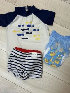 ベビー水着セット 魚プリント 80cm