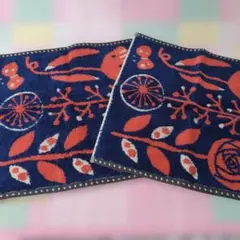 【新品未使用品】fufu 花柄タオルハンカチ 同柄2枚セット