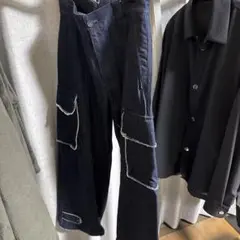 【美品】soerte ワイドストレート ミリタリー カーゴパンツ