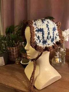 お花柄のヘッドドレス編み物