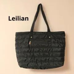 【極美品】 Leilian レリアン 黒ナイロンキルティング トートバッグのサムネイル