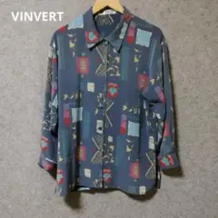 VINVERTグレーの長袖シャツ 多色模様のサムネイル