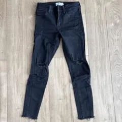 AZUL by moussy ブラック ダメージ スキニー デニム