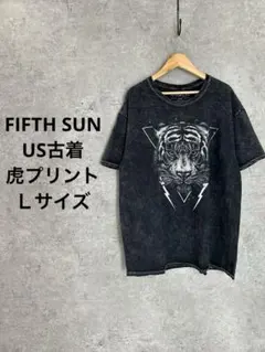 Fifth Sun 虎プリントTシャツ L 黒 フェード加工 USA古着