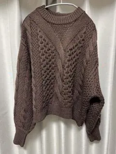 【FRAY.ID】ブラウン ケーブルニットセーター