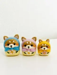 羊毛フェルト　柴犬家族マトリョーシカ