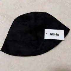 Allife バケットハット 黒 スエード調 カジュアル 帽子 フリーサイズ