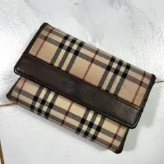 BURBERRY バーバリー キャンバス レザー 三つ折り財布 ノバチェック