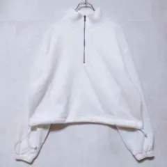 ビューティアンドユース ハーフジップ スウェット 白 ドロップショルダー