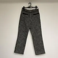 【ZARA】ツイードパンツ グリーン チェック柄 美シルエット 美脚パンツ