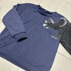 裏起毛 トレーナー ボア 恐竜 130サイズ ブルー