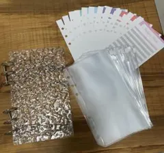 アクリルバインダー 貯金 A6 バインダー 家計簿ファイル クリア　シルバー