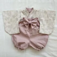 【即納】 ベビー袴 花柄アイボリー×ベビーピンク